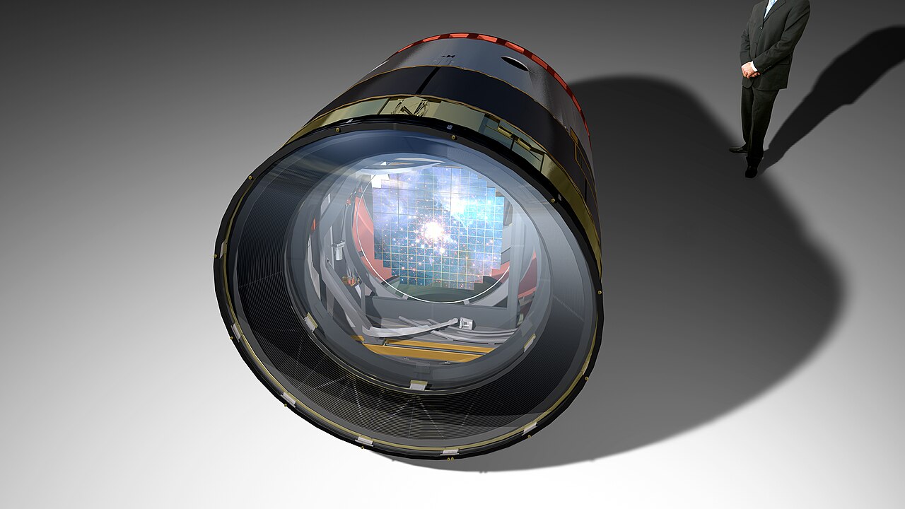 LSST Camera'nın odak düzlemini ve insan ölçeğine göre boyutunu gösteren görünüm